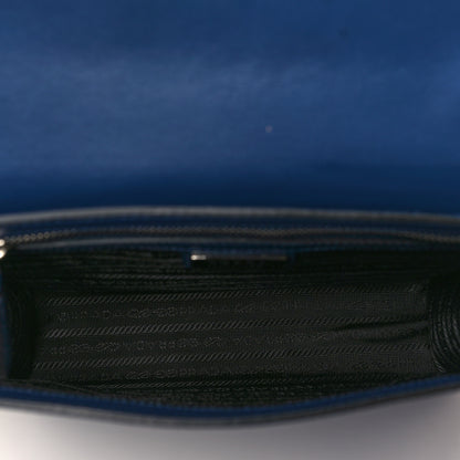 Prada Saffiano Cuir Triangle Logo Embossed Flap Crossbody Bluette 5 of 8