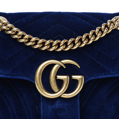 Gucci Velvet Matelasse Mini GG Marmont Shoulder Bag Cobalt Blue 10 of 10