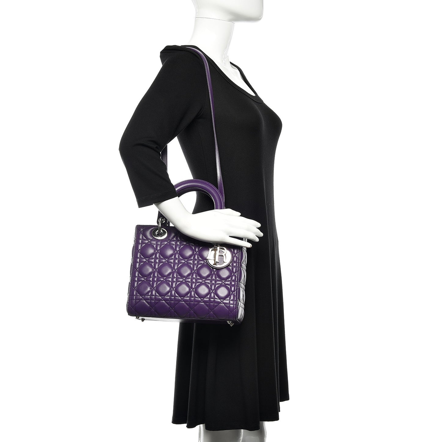 Lambskin Cannage Medium Lady Dior Purple