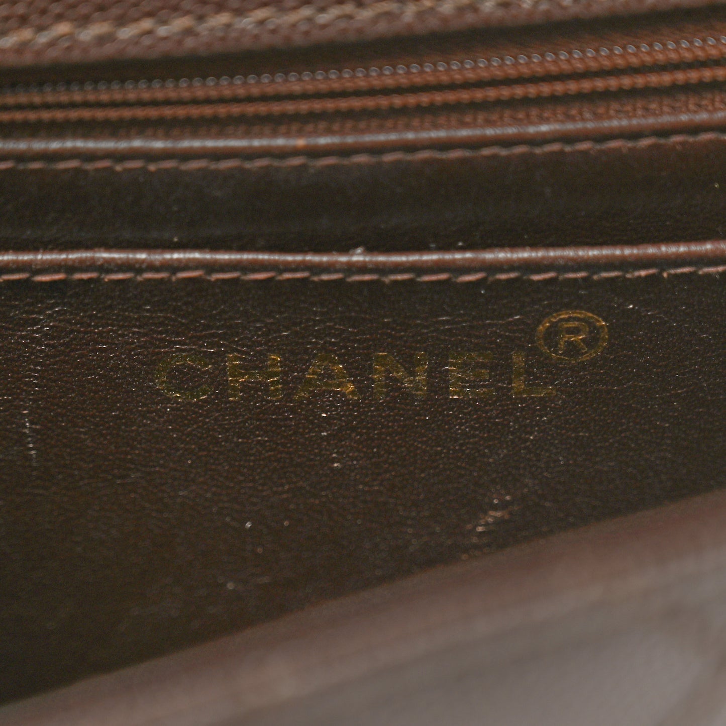 Caviar Diamond Stitched Flap Shoulder Bag Dark Brown