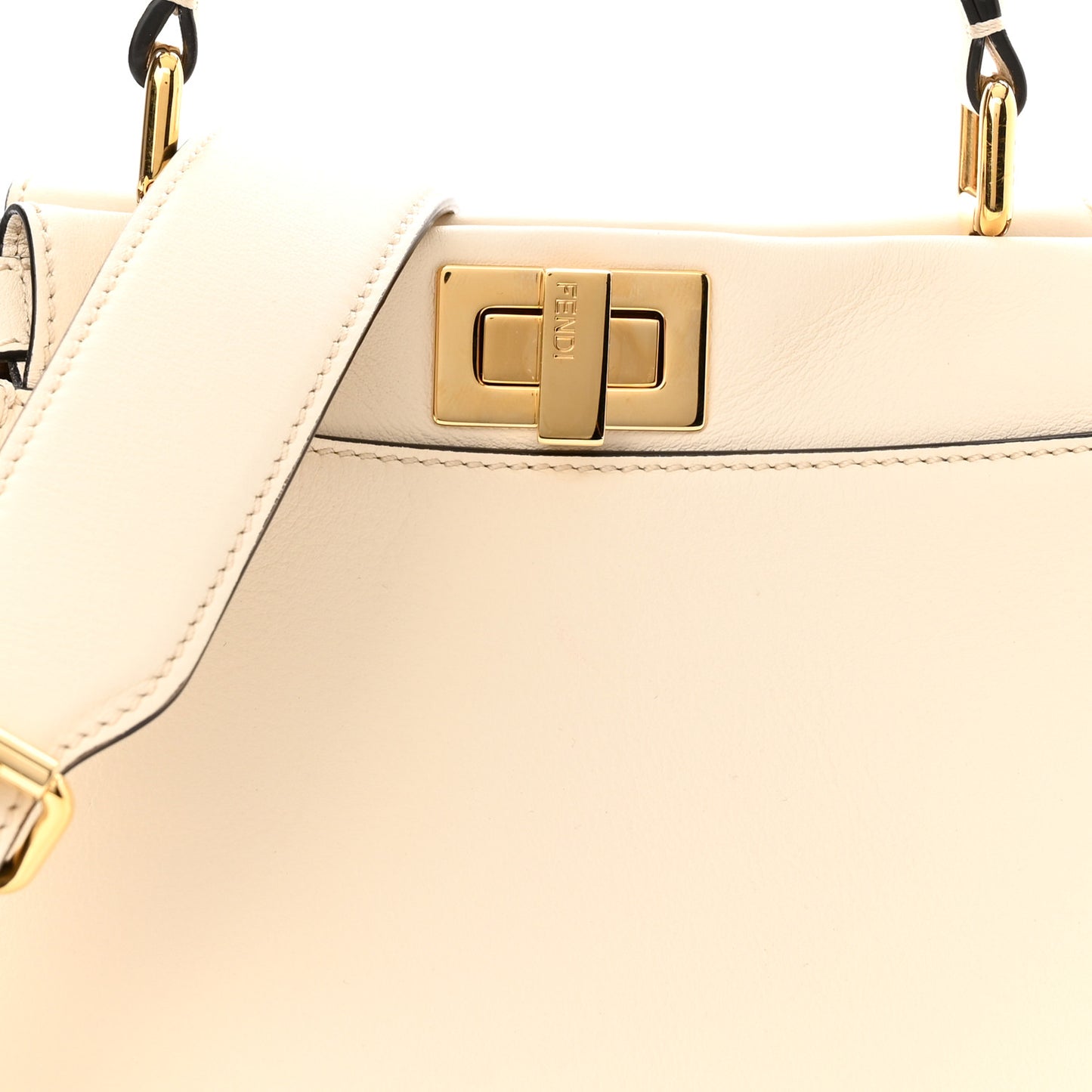 Vitello Seta Suede FF Mini Peekaboo Iconic Satchel Uovo Sigaro Marrone