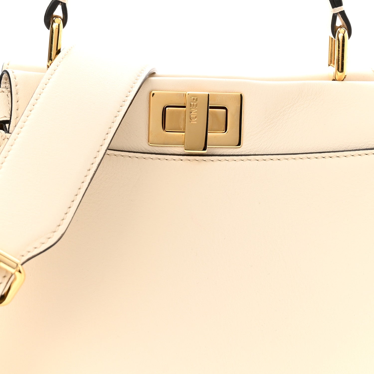 Fendi Vitello Seta Suede FF Mini Peekaboo Iconic Satchel Uovo Sigaro Marrone 4 of 10