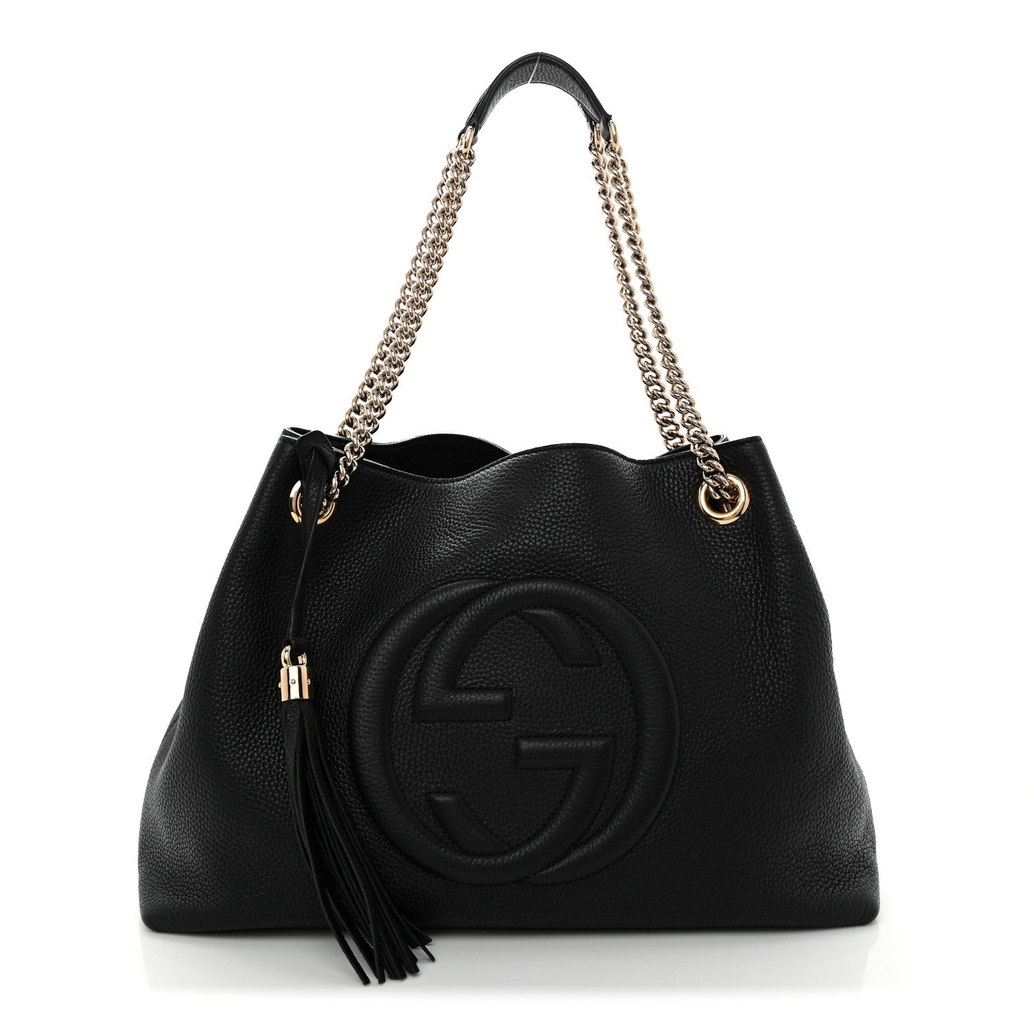Gucci Pebbled Calfskin Medium Soho Chain Shoulder Bag Black 1 of 12