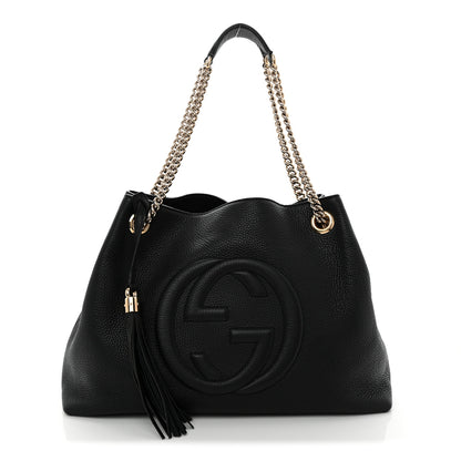 Gucci Pebbled Calfskin Medium Soho Chain Shoulder Bag Black 1 of 12