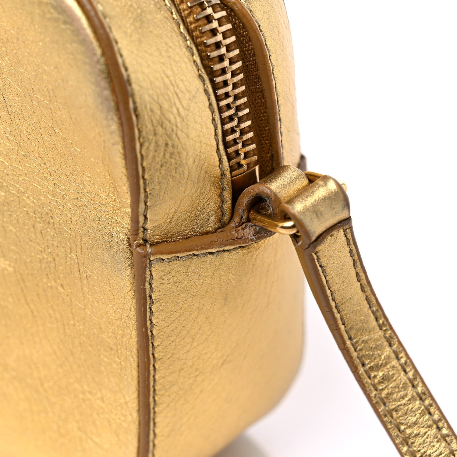Saint Laurent Metallic Calfskin Small Classic Monogram Camera Bag Gold 15 of 18