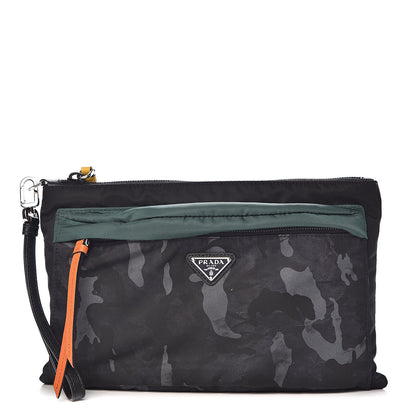 Prada Nylon Camouflage Print Pouch Blue 1 of 10