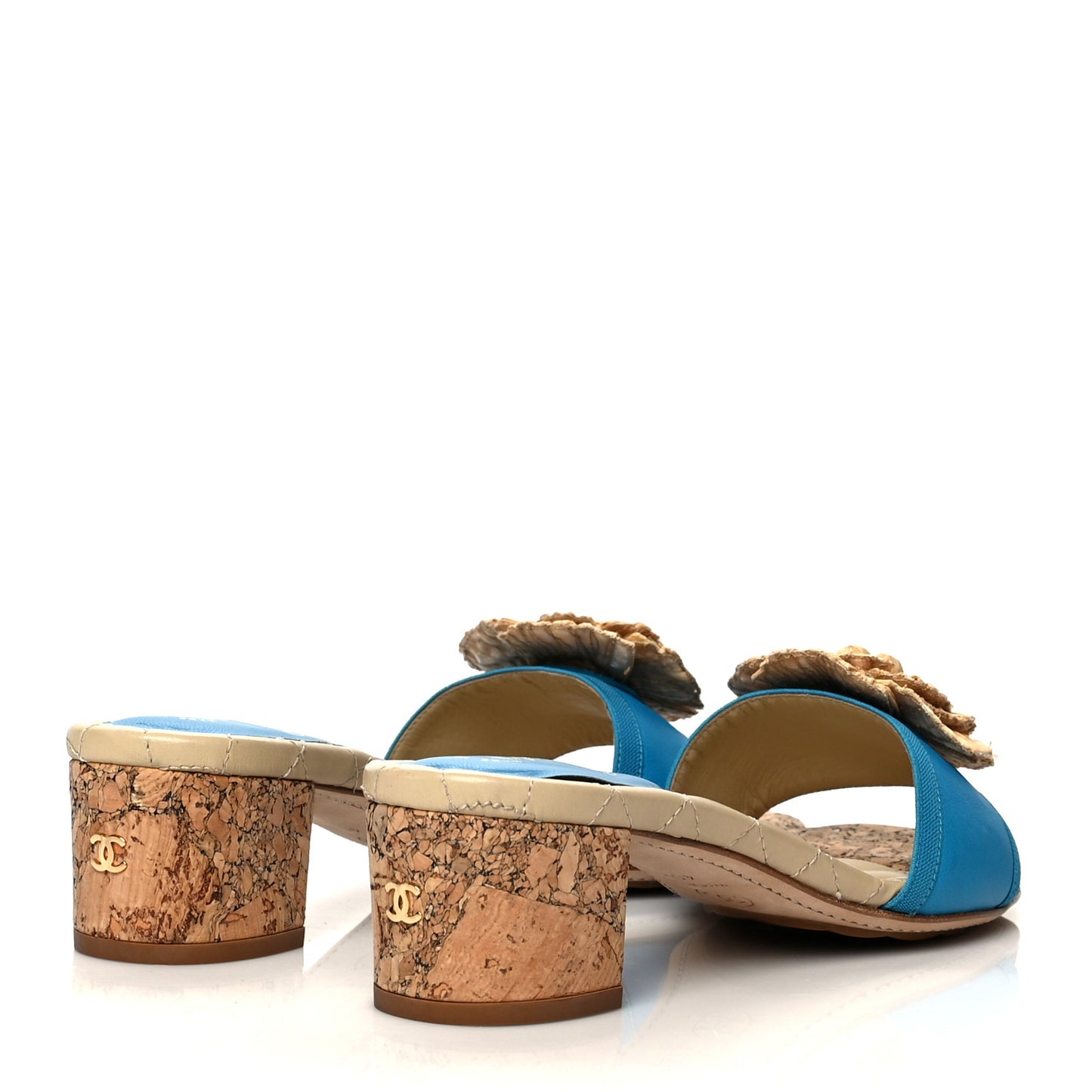 Raffia Cork Camellia Sandal 40.5 Blue