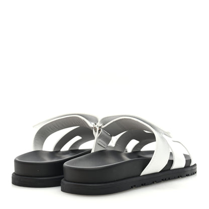 Hermes Calfskin Womens Chypre Sandals 39 White 3 of 8