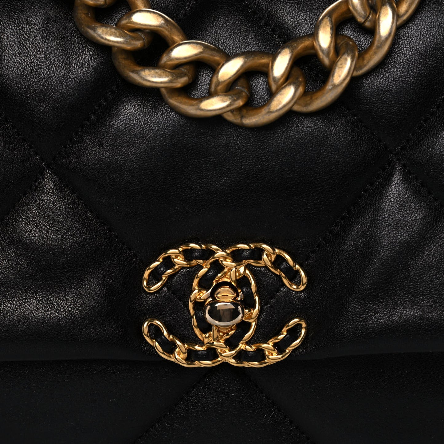 Goatskin Quilted Large Chanel 19 Flap Black