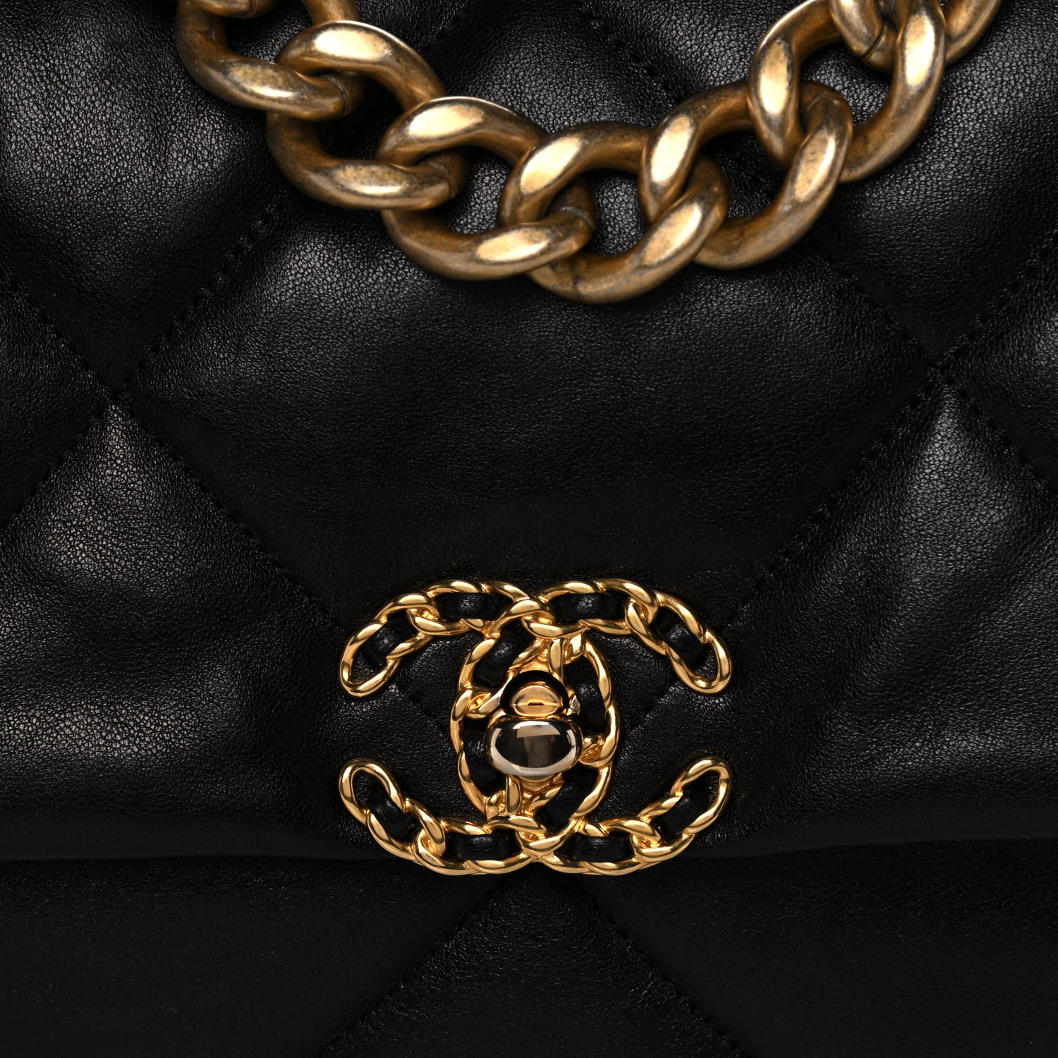 Chanel Goatskin Quilted Large Chanel 19 Flap Black 8 of 15