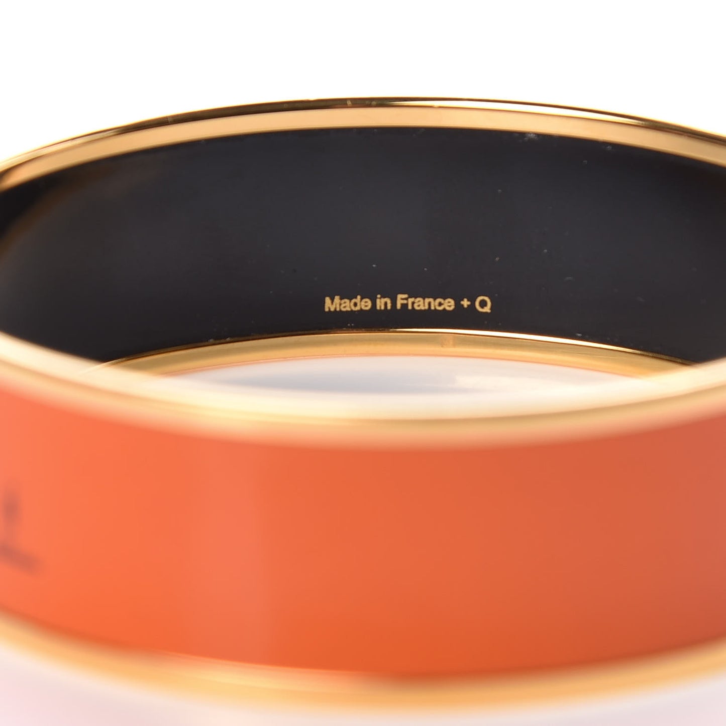 Enamel Printed Wide Caleche Bracelet 62 Orange