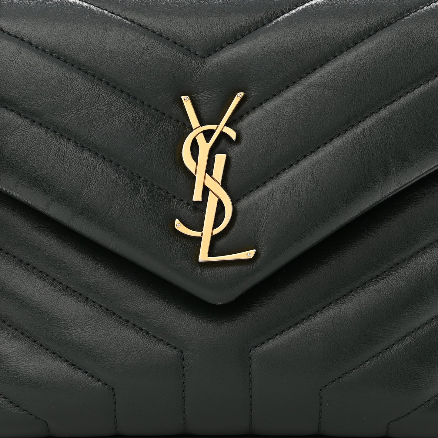 Calfskin Y Quilted Monogram Small Loulou Chain Satchel Olive