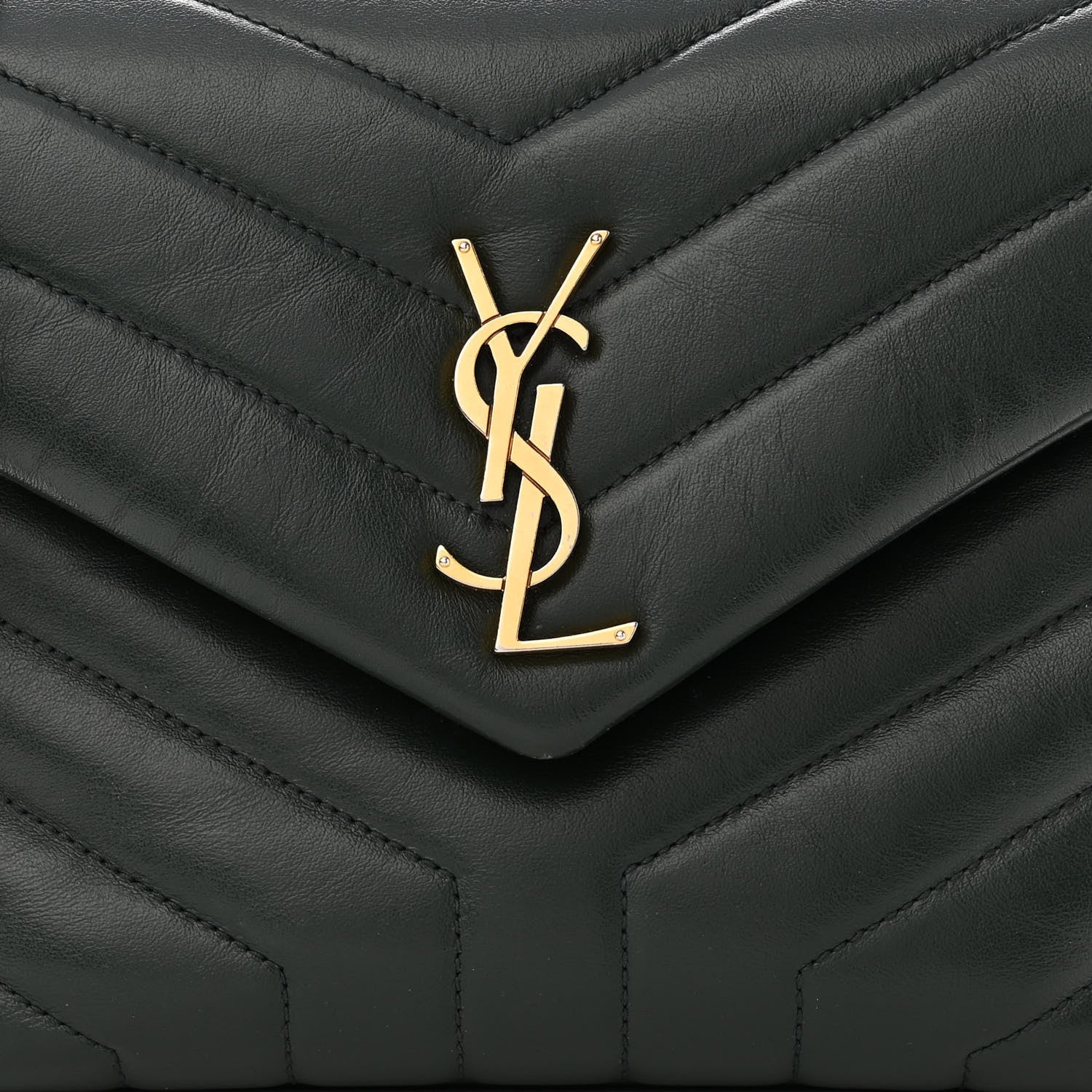 Saint Laurent Calfskin Y Quilted Monogram Small Loulou Chain Satchel Olive 10 of 10