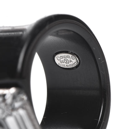 Chanel Resin Crystal CC Square Charm Ring 7 Black 4 of 4