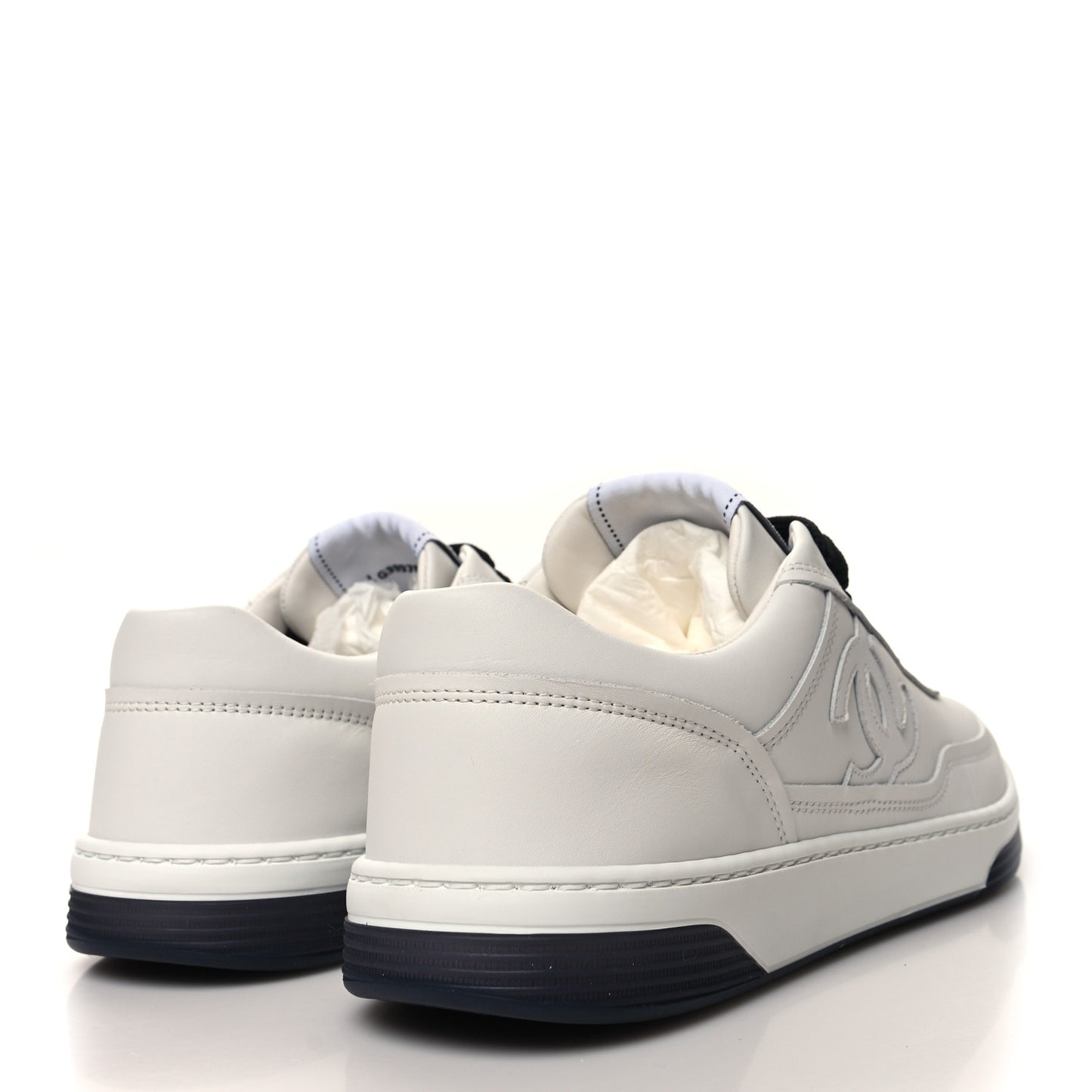 Calfskin CC Womens Sneakers 39 White Black