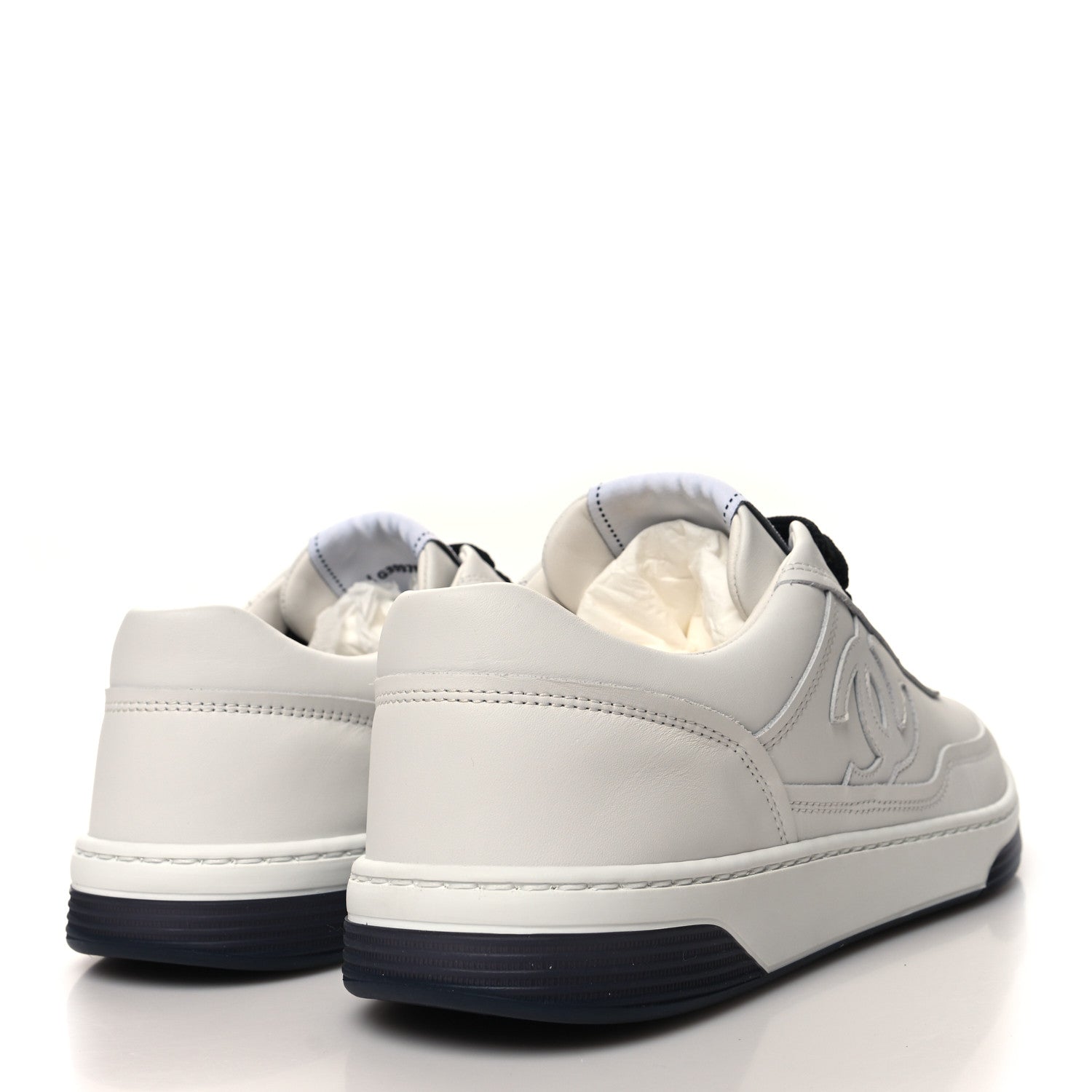 Chanel Calfskin CC Womens Sneakers 39 White Black 4 of 8