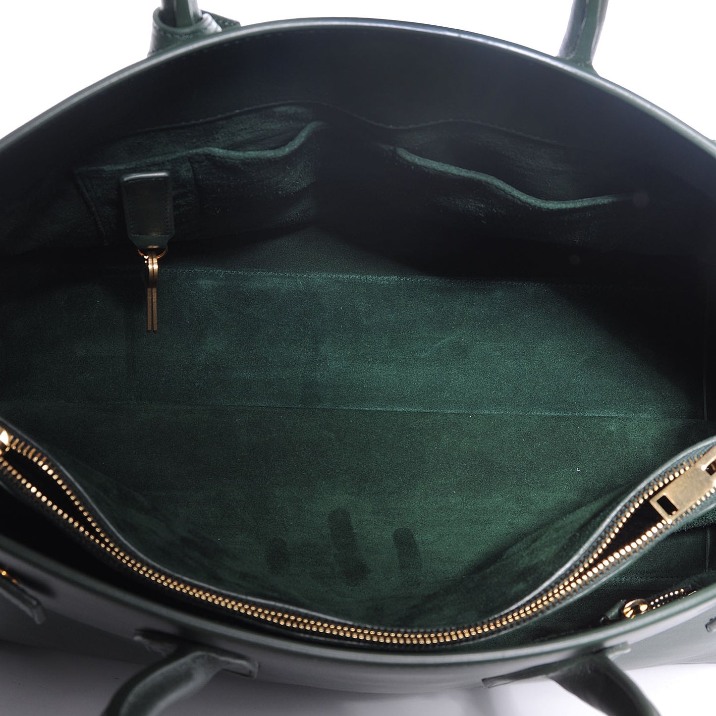 Leather Large Sac de Jour Carryall Vert Anglais