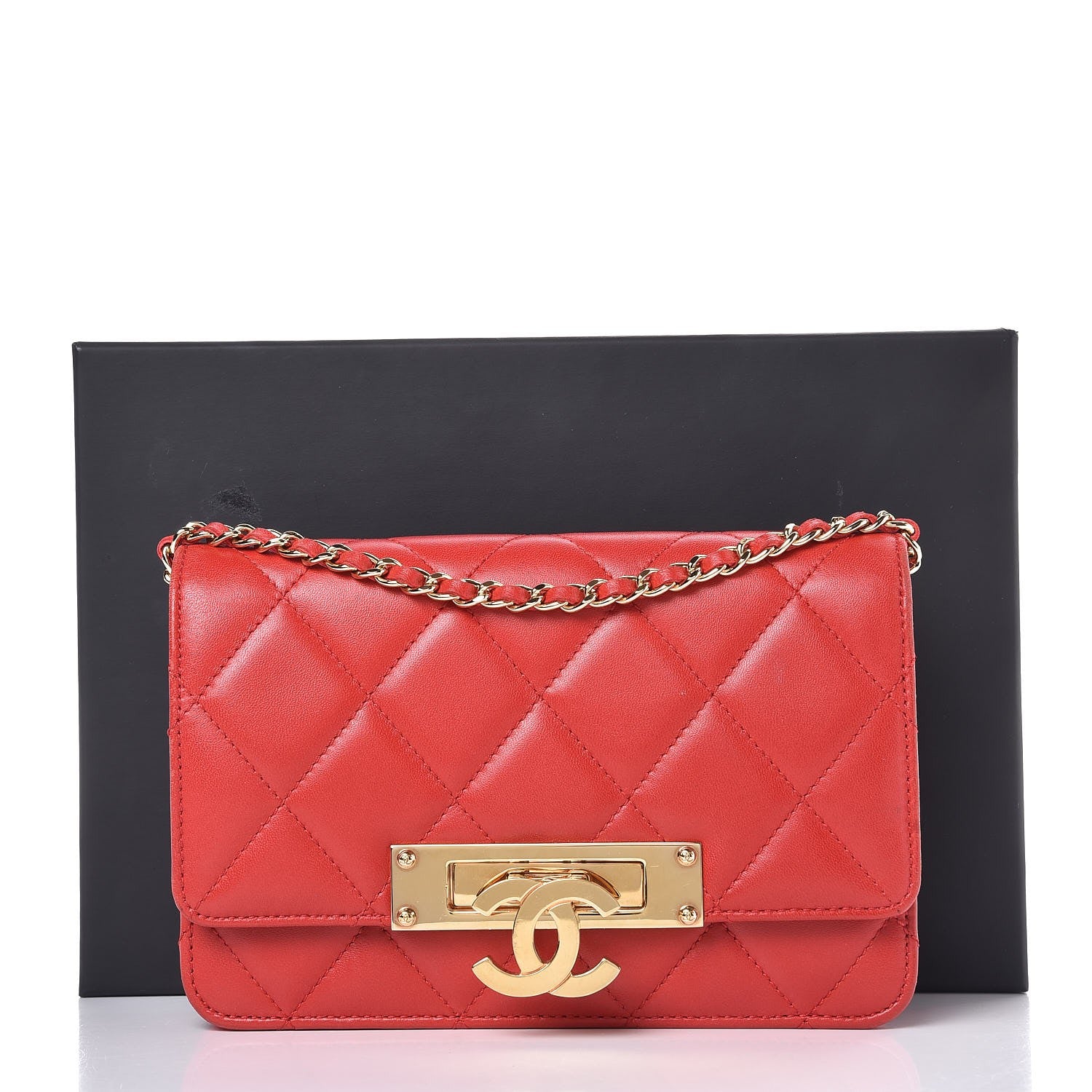 Chanel Lambskin Quilted Golden Class Wallet on Chain WOC Red 11 of 11