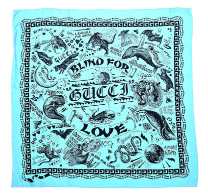 Gucci Silk Noodle Take Out Scarf Turquoise Blue 1 of 5