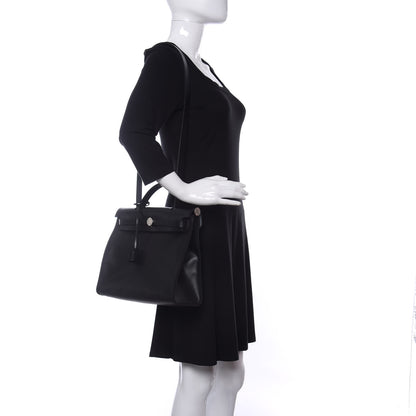 Hermes Toile H Berline Vache Hunter Herbag Zip PM 31 Black Ecru 2 of 12