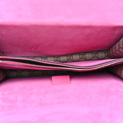 Gucci GG Supreme Monogram Suede Pierced Heart Embroidered Medium Dionysus Shoulder Bag Beige Ebony Pink Tropical Flower 5 of 12