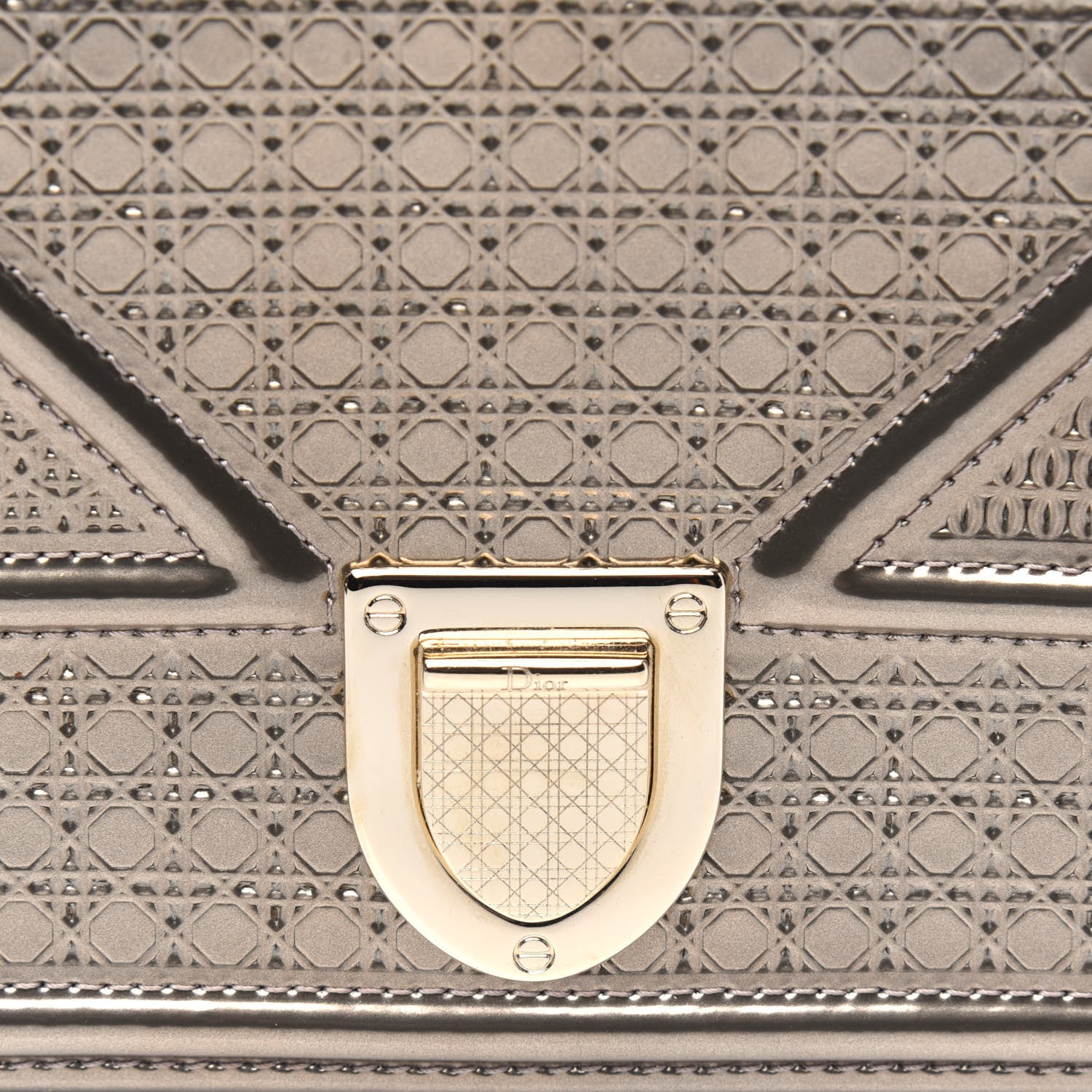 Christian Dior Metallic Patent Micro-Cannage Diorama Wallet on Chain Pouch Gold 20 of 20