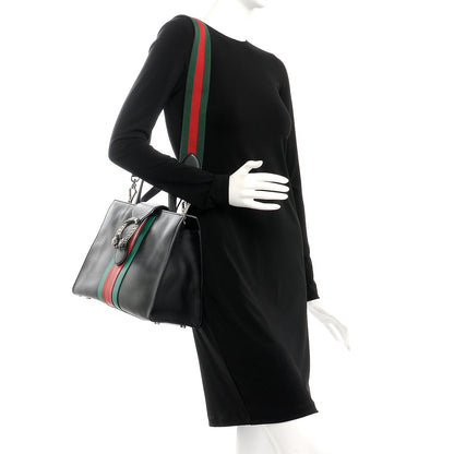 Gucci Calfskin Web Stripe Medium Dionysus Tote Bag Black 2 of 8