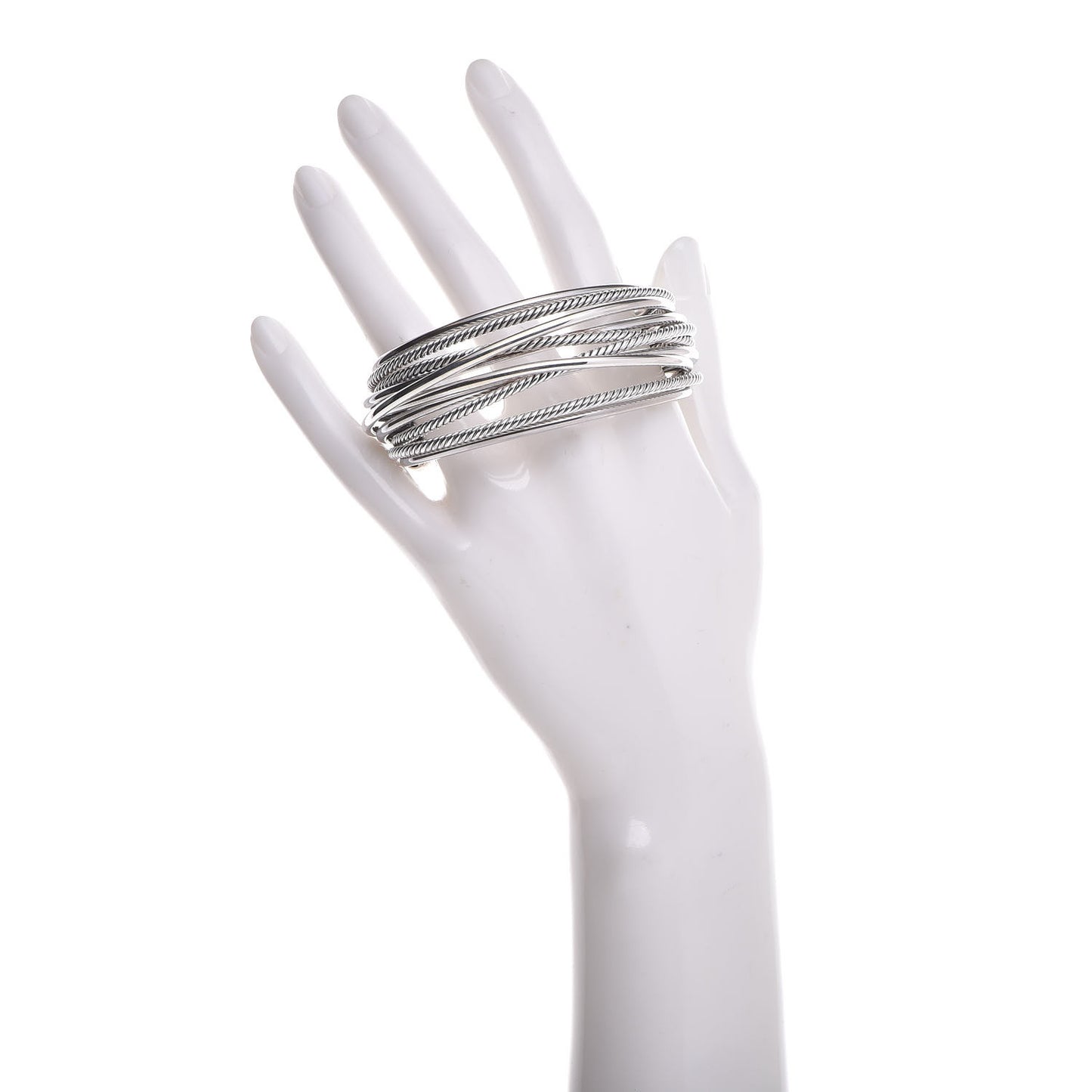 Sterling Silver Wide Crossover Cuff Bracelet