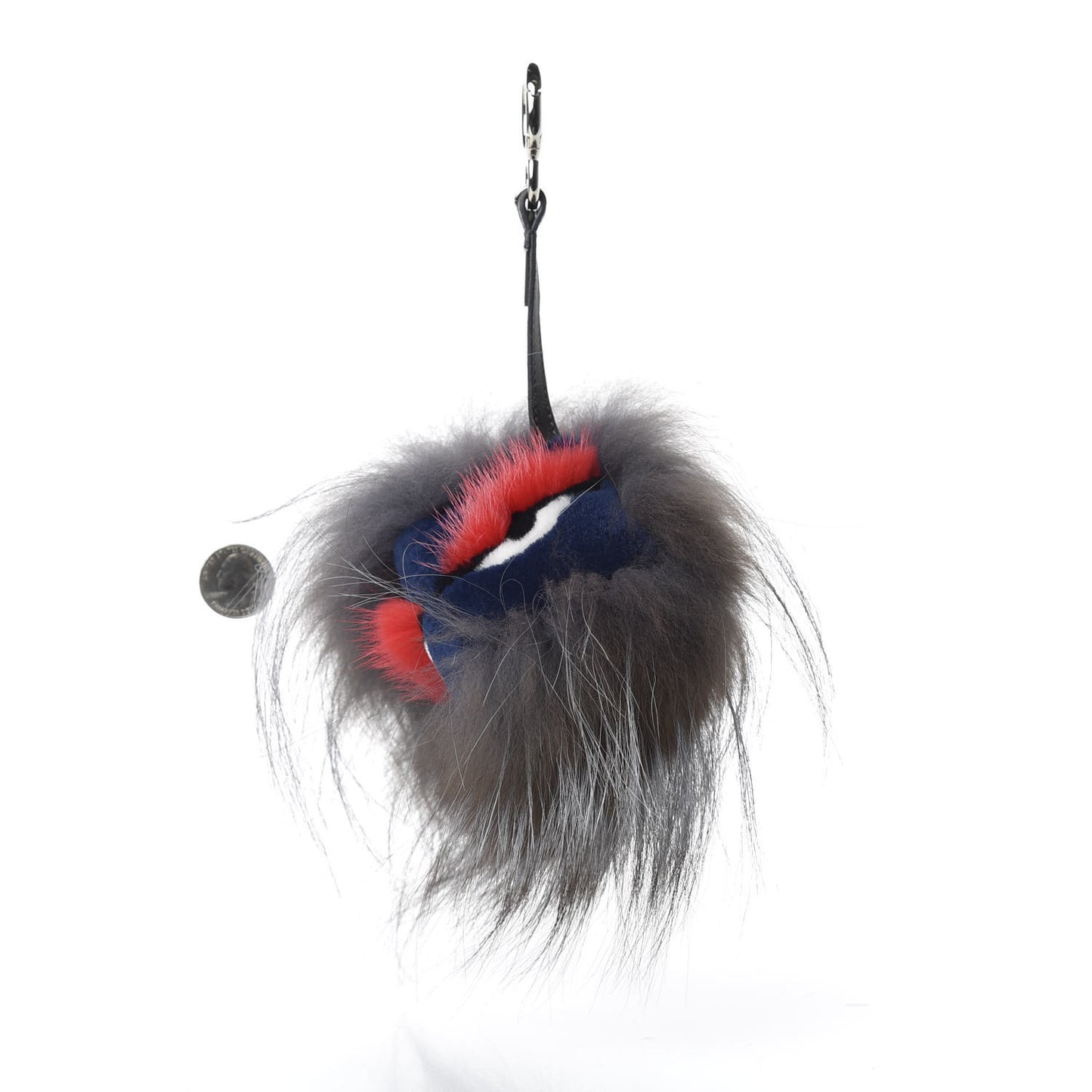 Fox Mink Rabbit Fur Freak Monster Bag Bug Charm Grey