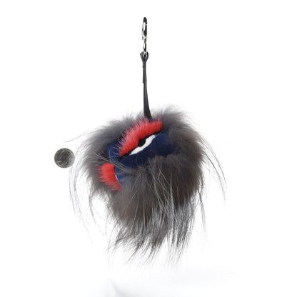 Fendi Fox Mink Rabbit Fur Freak Monster Bag Bug Charm Grey 2 of 6