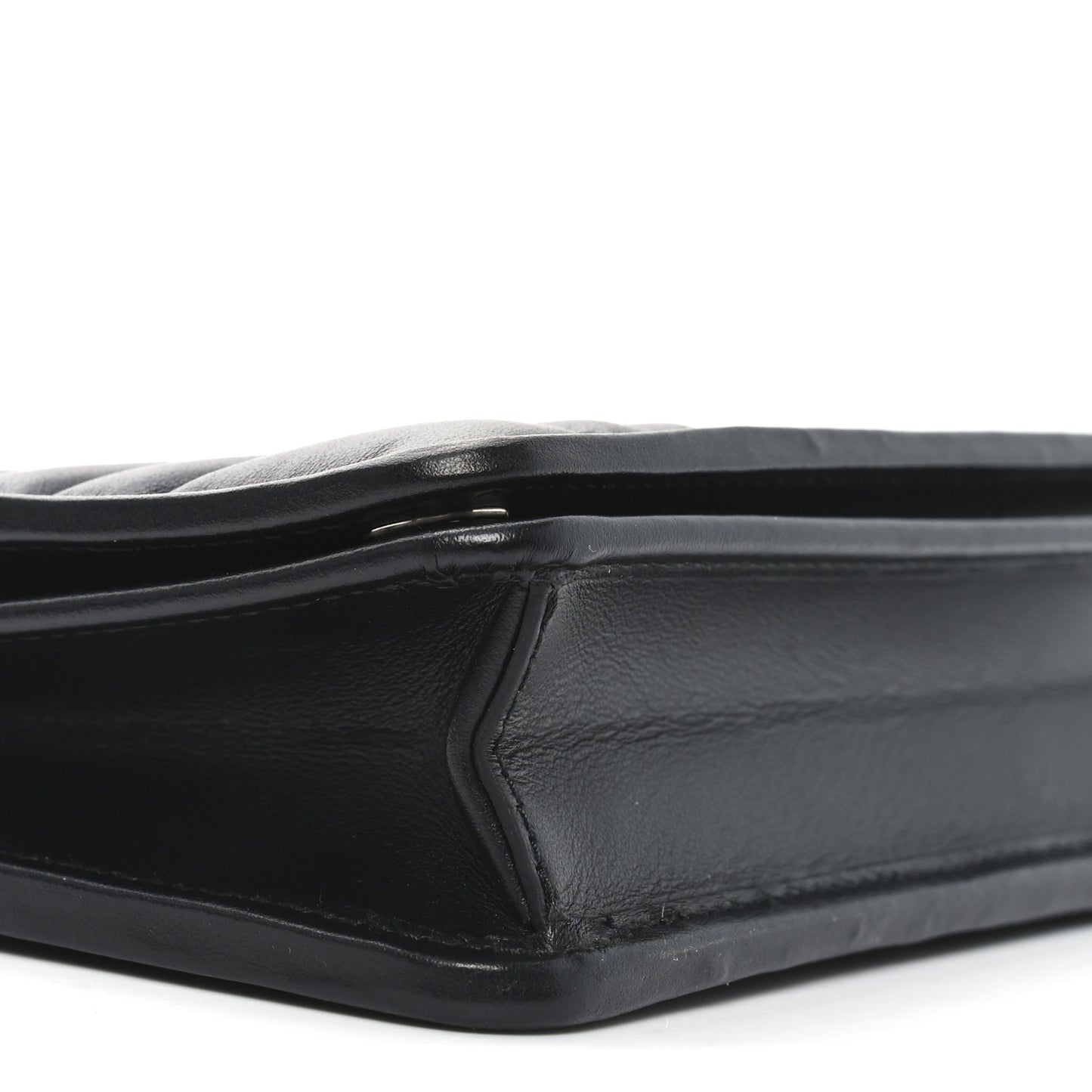 Soft Calfskin Impunture Diagramme Chain Wallet Black