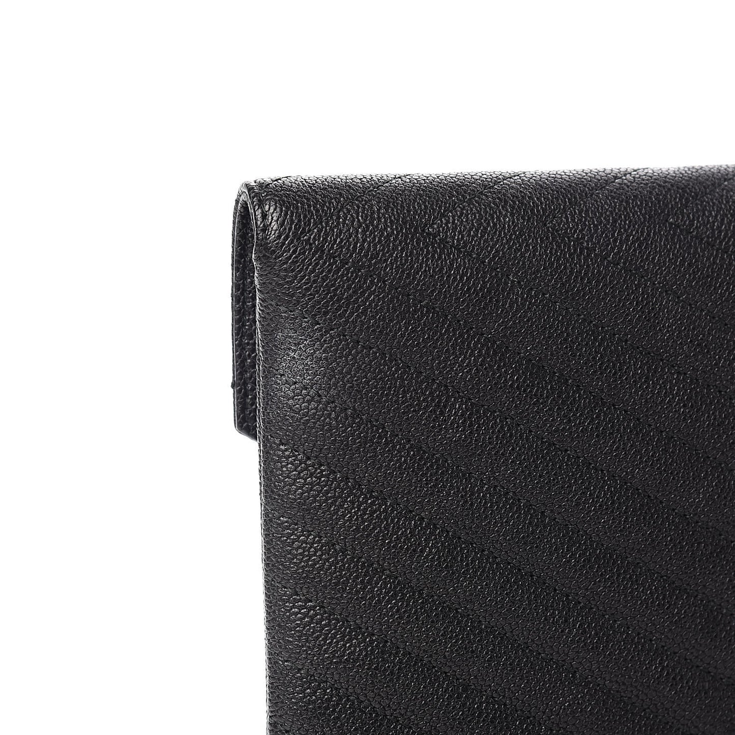 Calfskin Chevron Quilted Small Envelope Clutch Black