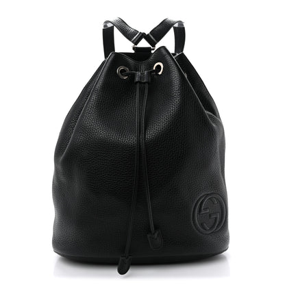 Gucci Pebbled Calfskin Small Soho Drawstring Backpack Black 1 of 10