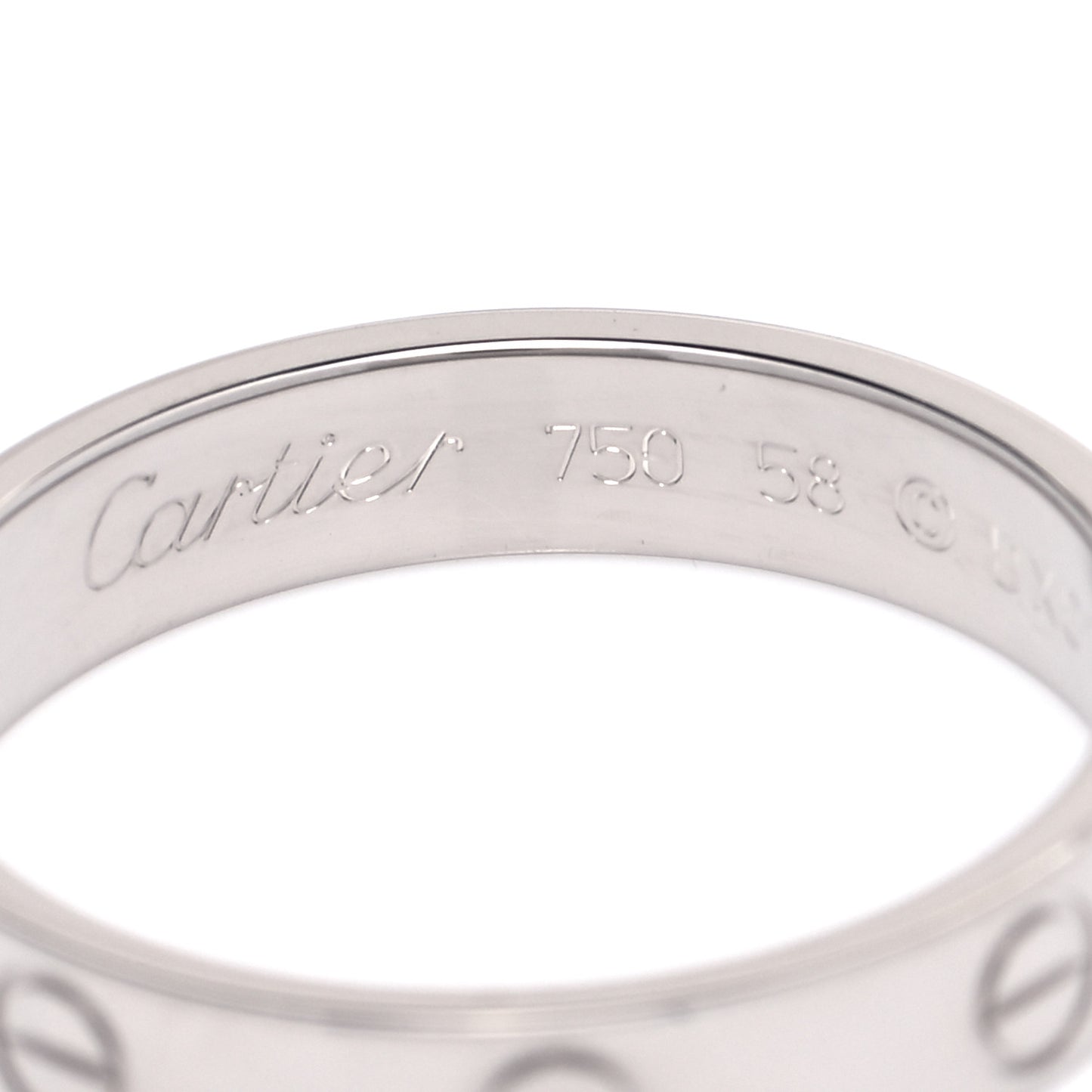 18K White Gold 3.5mm LOVE Wedding Band Ring 58 8.5