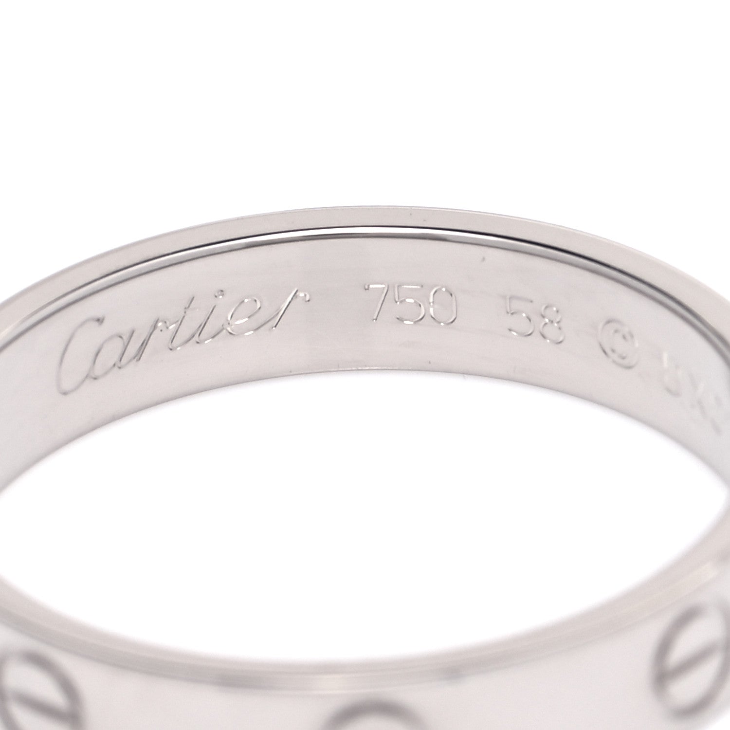 Cartier 18K White Gold 3.5mm LOVE Wedding Band Ring 58 8.5 4 of 4