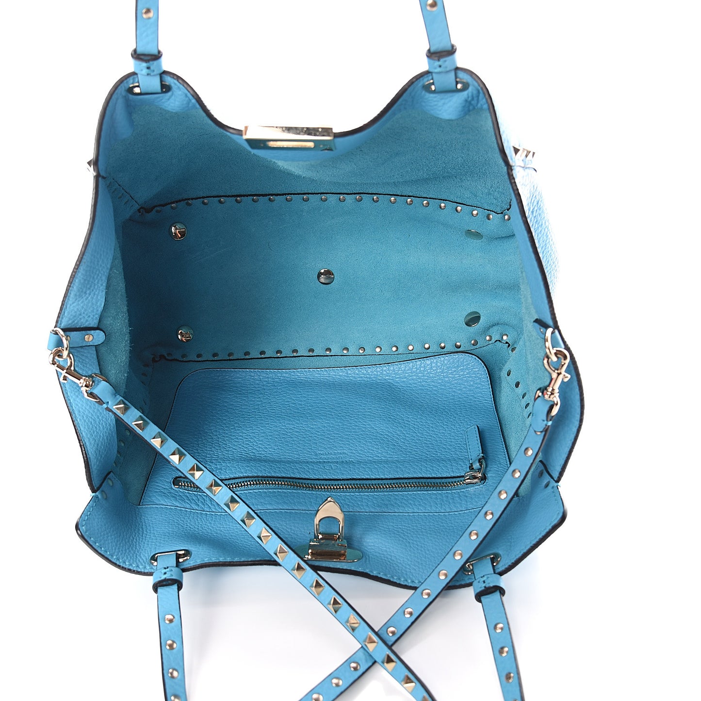 Pebbled Calfskin Medium Rockstud Tote Parrot
