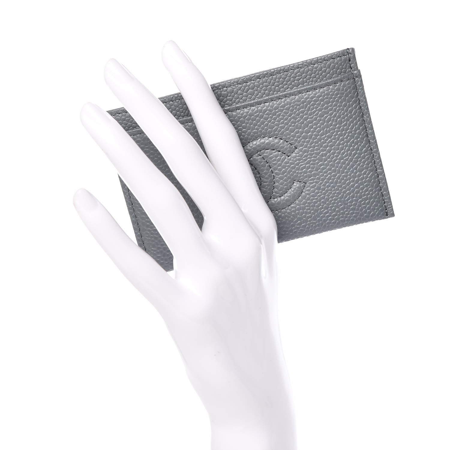 Chanel Caviar Timeless CC Card Holder Wallet Grey 2 of 8
