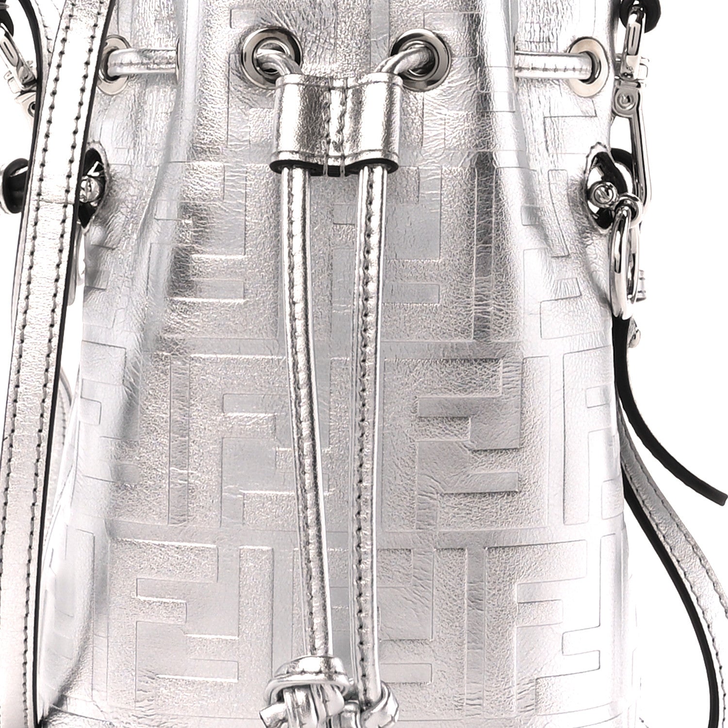 Fendi Metallic Vitello Liberty F is Fendi FF 1974 Embossed Mini Mon Tresor Bucket Bag Argento 9 of 12