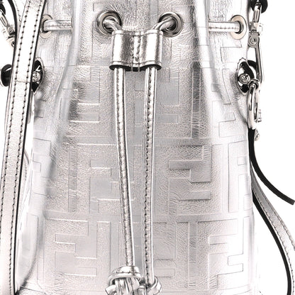 Fendi Metallic Vitello Liberty F is Fendi FF 1974 Embossed Mini Mon Tresor Bucket Bag Argento 9 of 12