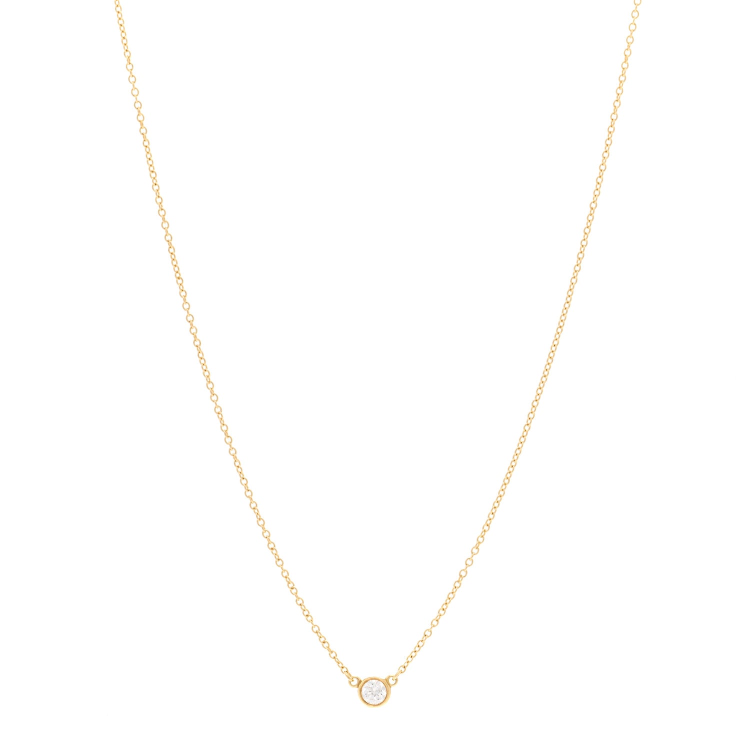 Tiffany 18K Yellow Gold Diamond .17ct Elsa Peretti Diamonds by the Yard Pendant Necklace 1 of 4