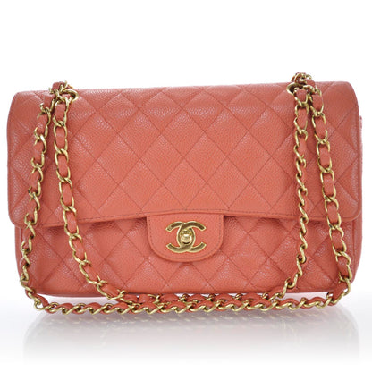 Chanel Caviar Medium Double Flap Coral 1 of 9