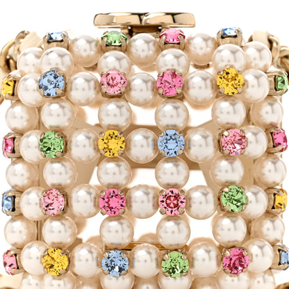 Chanel Metal Pearl Minaudiere CC Mini Evening Bag White Gold Multicolor 8 of 11