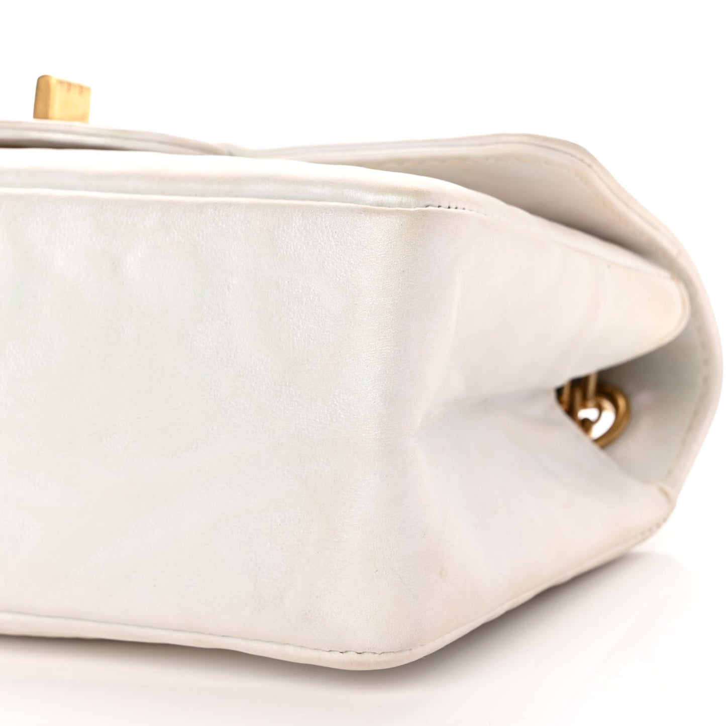 Iridescent Calfskin Embossed 2.55 Reissue Mini Flap White