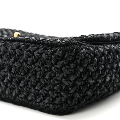 Chanel Raffia Crochet Paris Greece Medium Flap Bag Black 10 of 11