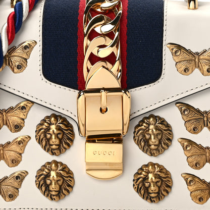 Gucci Calfskin Animal Studs Mini Sylvie Top Handle Bag White 8 of 11