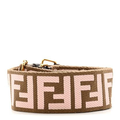 Fendi Ribbon Vitello Century FF 1974 Embroidered Adjustable Strap You Fango Rosa Confetto Chocolate 3 of 8