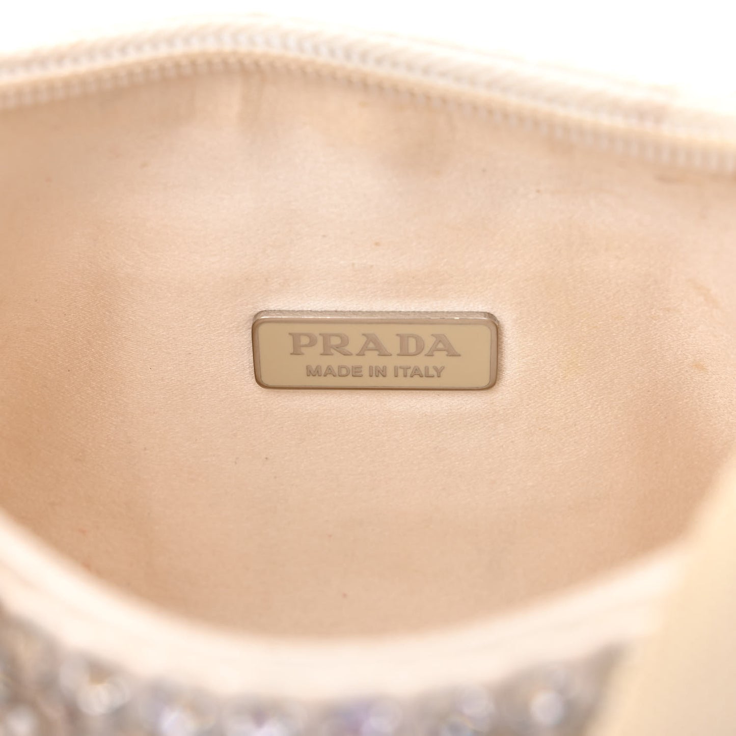 Satin Crystal Mini Re-Edition 2000 Bag White