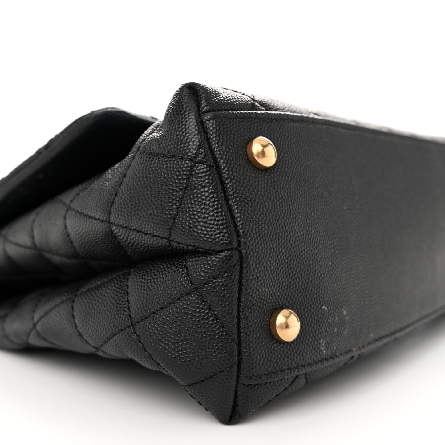 Caviar Lizard Embossed Quilted Small Coco Handle Flap Black