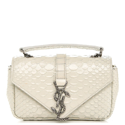 Saint Laurent Python Calfskin Embossed Monogram Classic Baby Chain Bag White 1 of 6