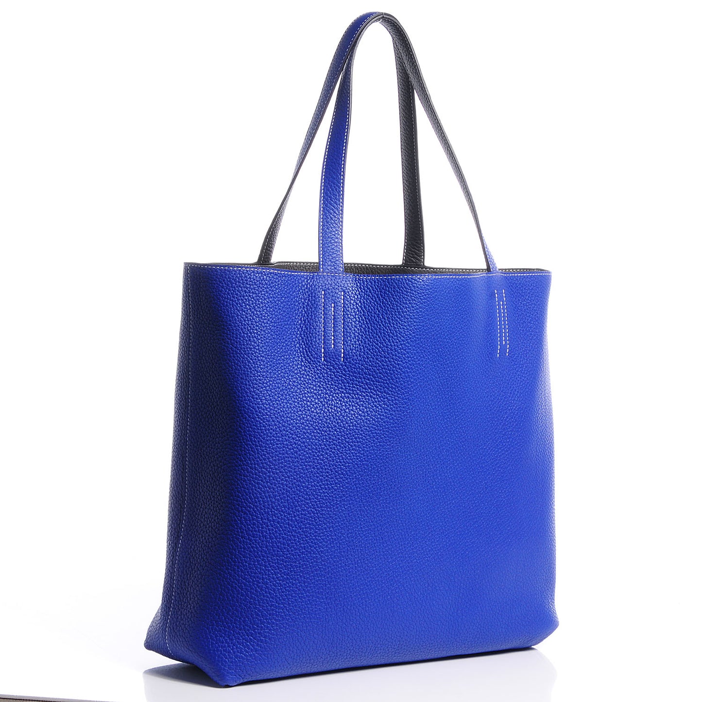 Taurillon Clemence Double Sens 45 Reversible Tote Graphite Bleu Electrique